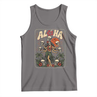 Aloha Skull Tank Top Hibiscus Flower Hula Dancer Dark Tropical Beach Gothic Hawaiian Vibe