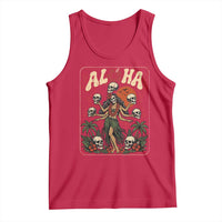 Aloha Skull Tank Top Hibiscus Flower Hula Dancer Dark Tropical Beach Gothic Hawaiian Vibe