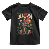 Aloha Skull Toddler T Shirt Hibiscus Flower Hula Dancer Dark Tropical Beach Gothic Hawaiian Vibe