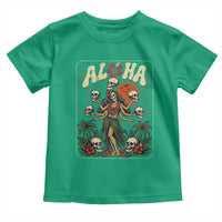 Aloha Skull Toddler T Shirt Hibiscus Flower Hula Dancer Dark Tropical Beach Gothic Hawaiian Vibe