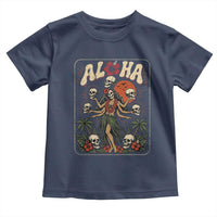 Aloha Skull Toddler T Shirt Hibiscus Flower Hula Dancer Dark Tropical Beach Gothic Hawaiian Vibe