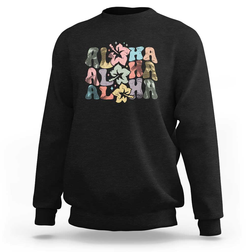 Aloha Sweatshirt Hawaiian Hawaii Trip Family Vacation Hibiscus Flowers - Wonder Print Shop