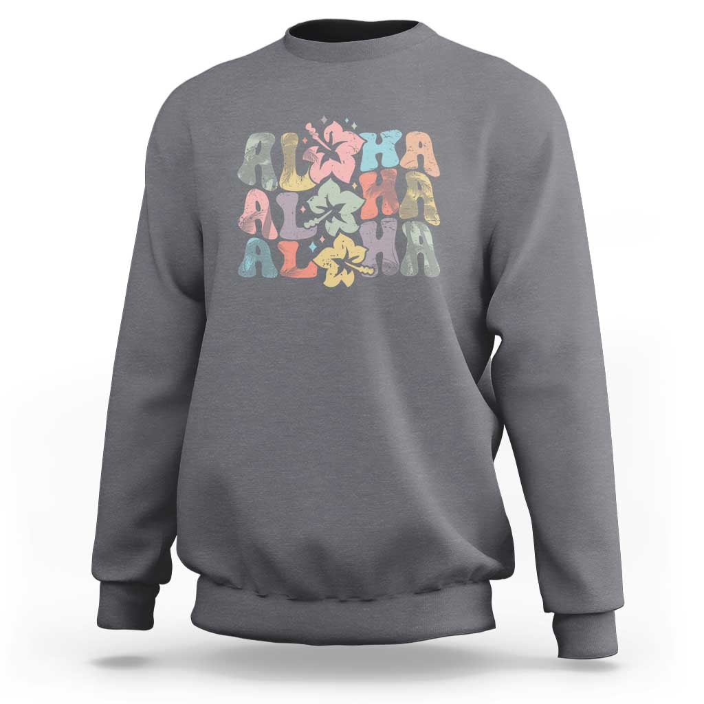 Aloha Sweatshirt Hawaiian Hawaii Trip Family Vacation Hibiscus Flowers - Wonder Print Shop