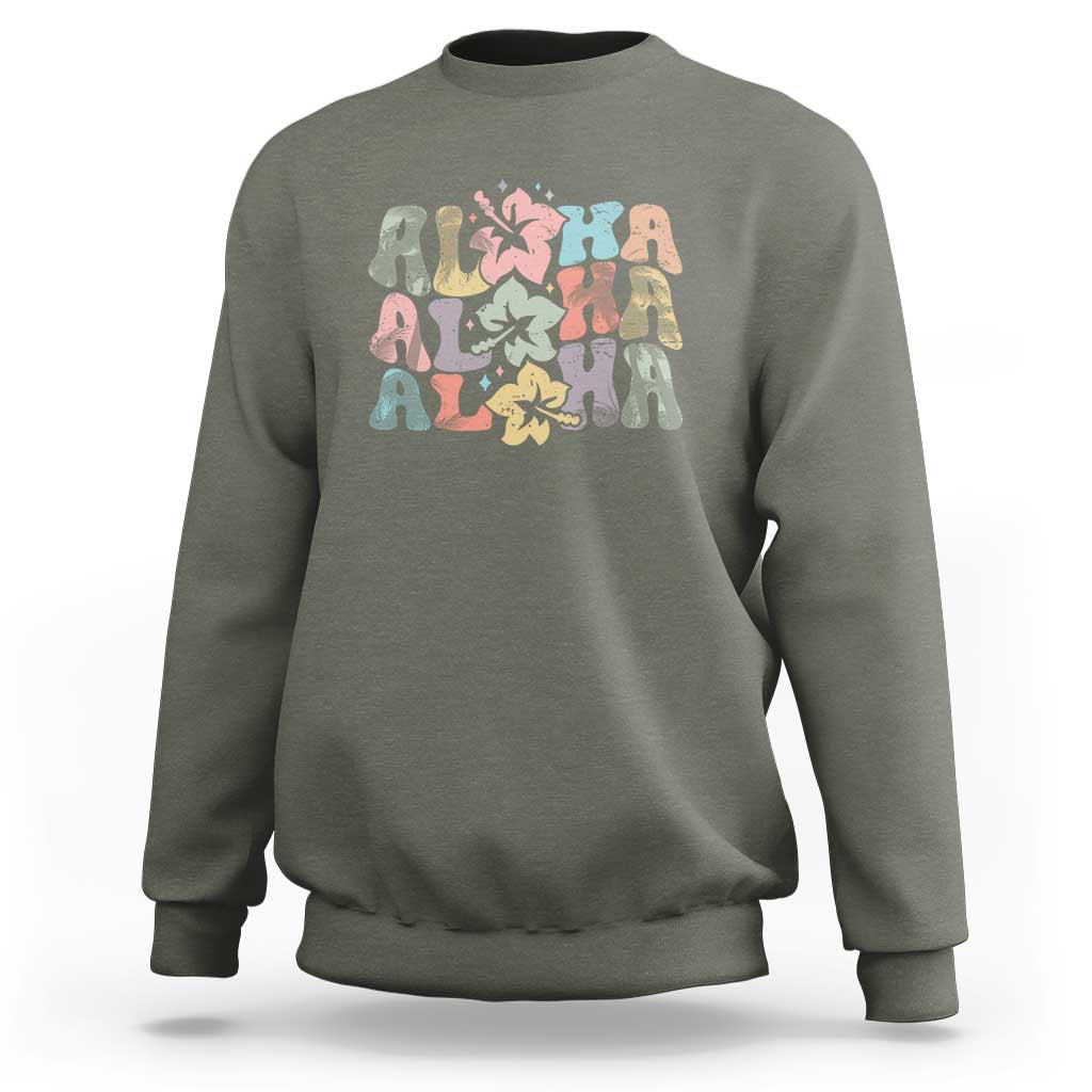 Aloha Sweatshirt Hawaiian Hawaii Trip Family Vacation Hibiscus Flowers - Wonder Print Shop
