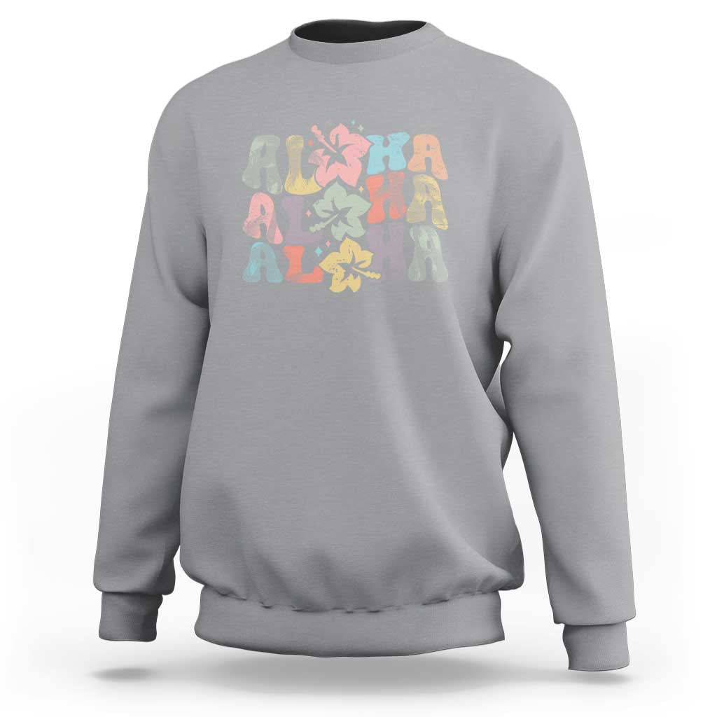 Aloha Sweatshirt Hawaiian Hawaii Trip Family Vacation Hibiscus Flowers - Wonder Print Shop