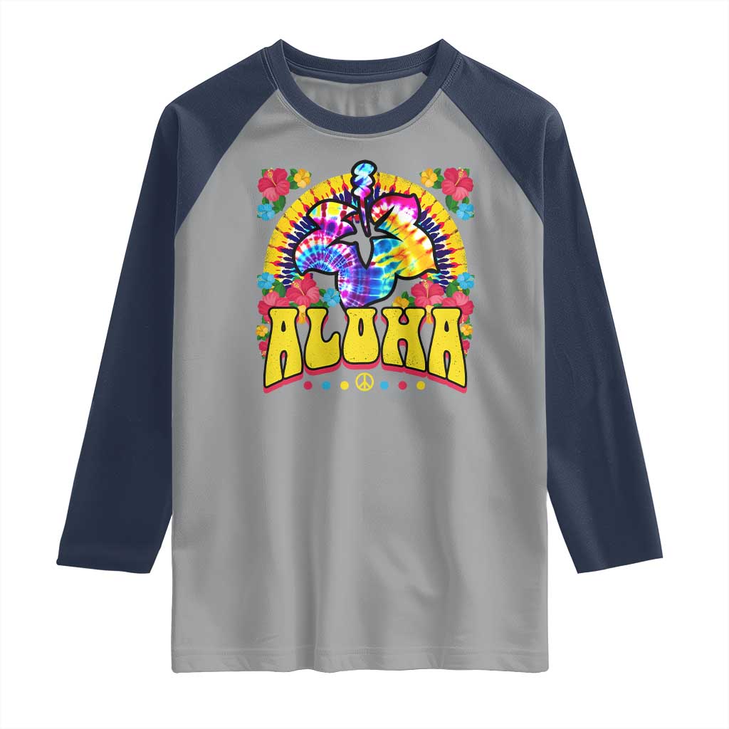 Hawaii Family Vacation Raglan Shirt Tie Dye Groovy Hibicus Flower Beach Vacay Hawaiian Christmas