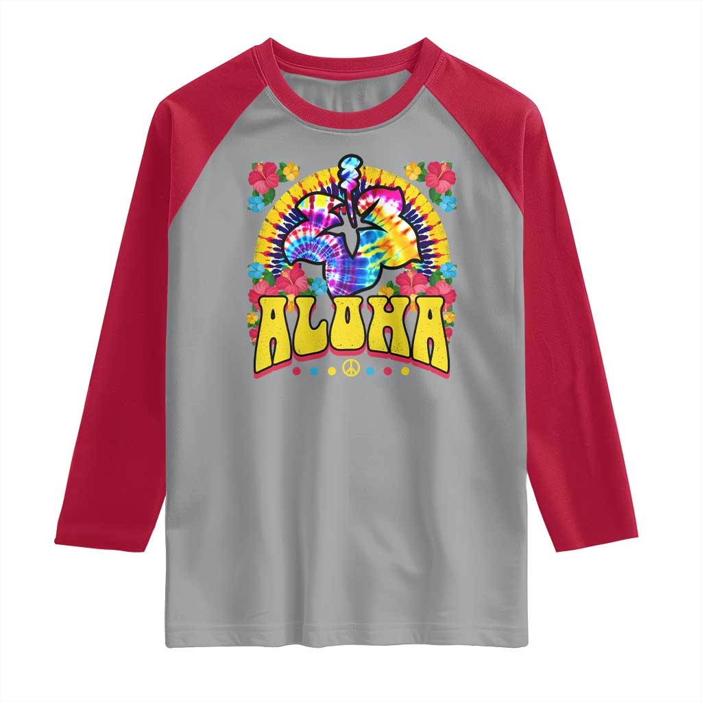 Hawaii Family Vacation Raglan Shirt Tie Dye Groovy Hibicus Flower Beach Vacay Hawaiian Christmas