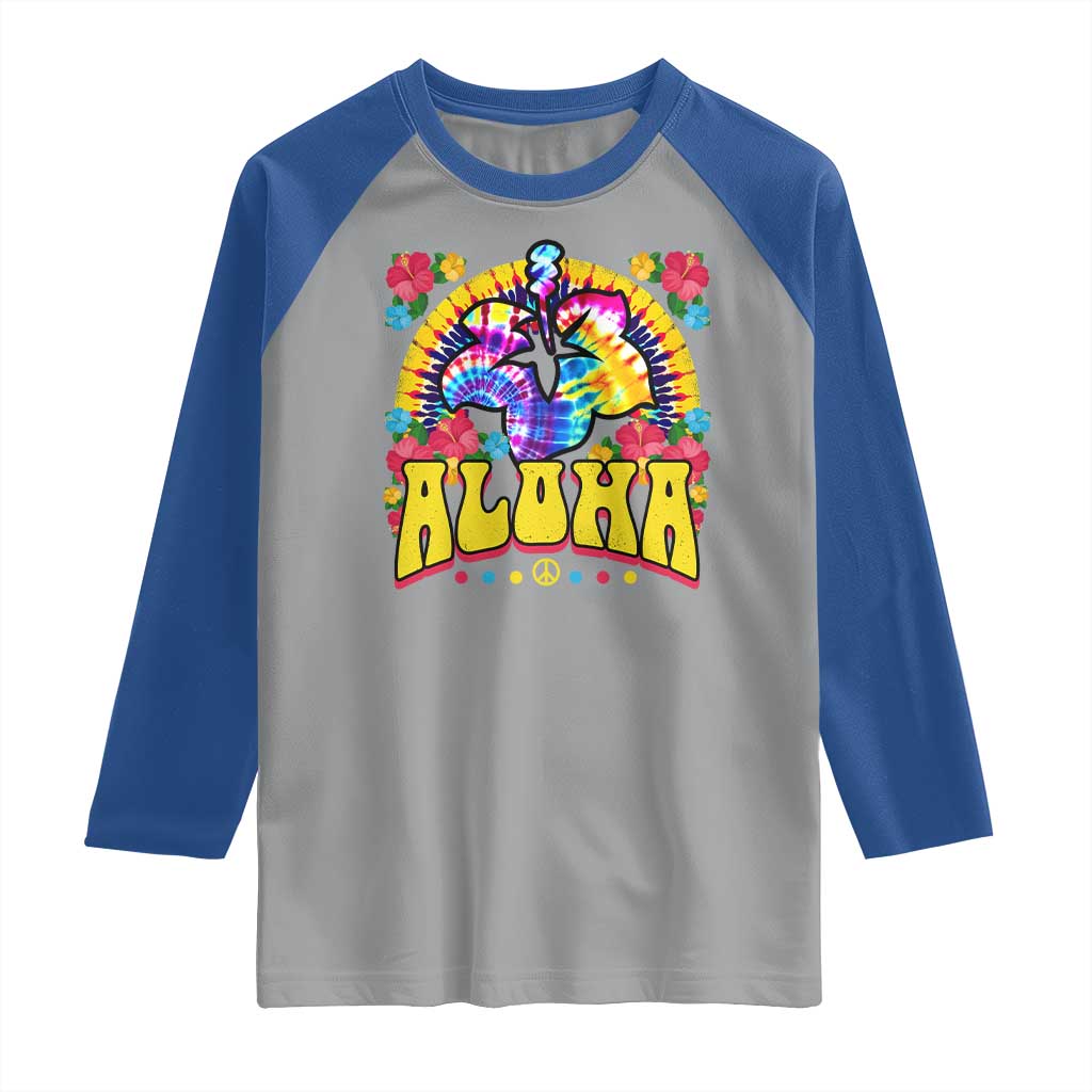 Hawaii Family Vacation Raglan Shirt Tie Dye Groovy Hibicus Flower Beach Vacay Hawaiian Christmas
