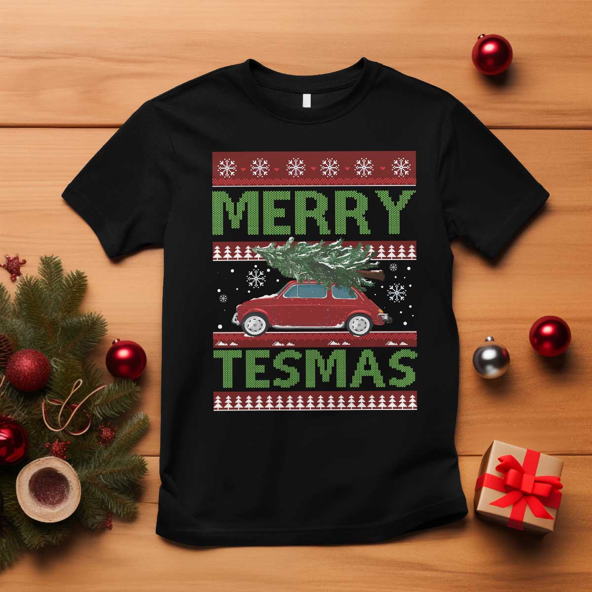 Funny Christmas Truck T Shirt Merry Tesmas Cybertruck Futuristic Car Ugly Sweater - Wonder Print Shop