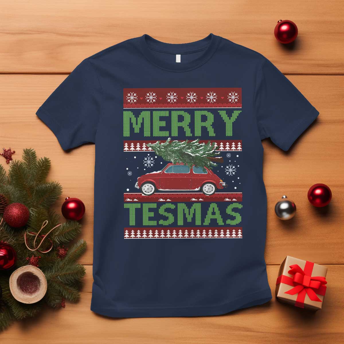 Funny Christmas Truck T Shirt Merry Tesmas Cybertruck Futuristic Car Ugly Sweater - Wonder Print Shop