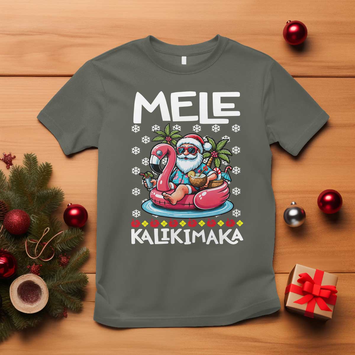 Mele Kalikimaka Hawaiian Christmas In July Hawaii Santa T Shirt Palm Tree Beach Tropical Xmas Gift Family Holiday - Wonder Print Shop