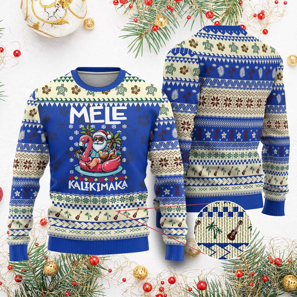 Mele Kalikimaka Hawaiian Xmas In July Hawaii Santa Ugly Christmas Sweater Palm Tree Beach Tropical Xmas Gift Family Holiday - Wonder Print Shop