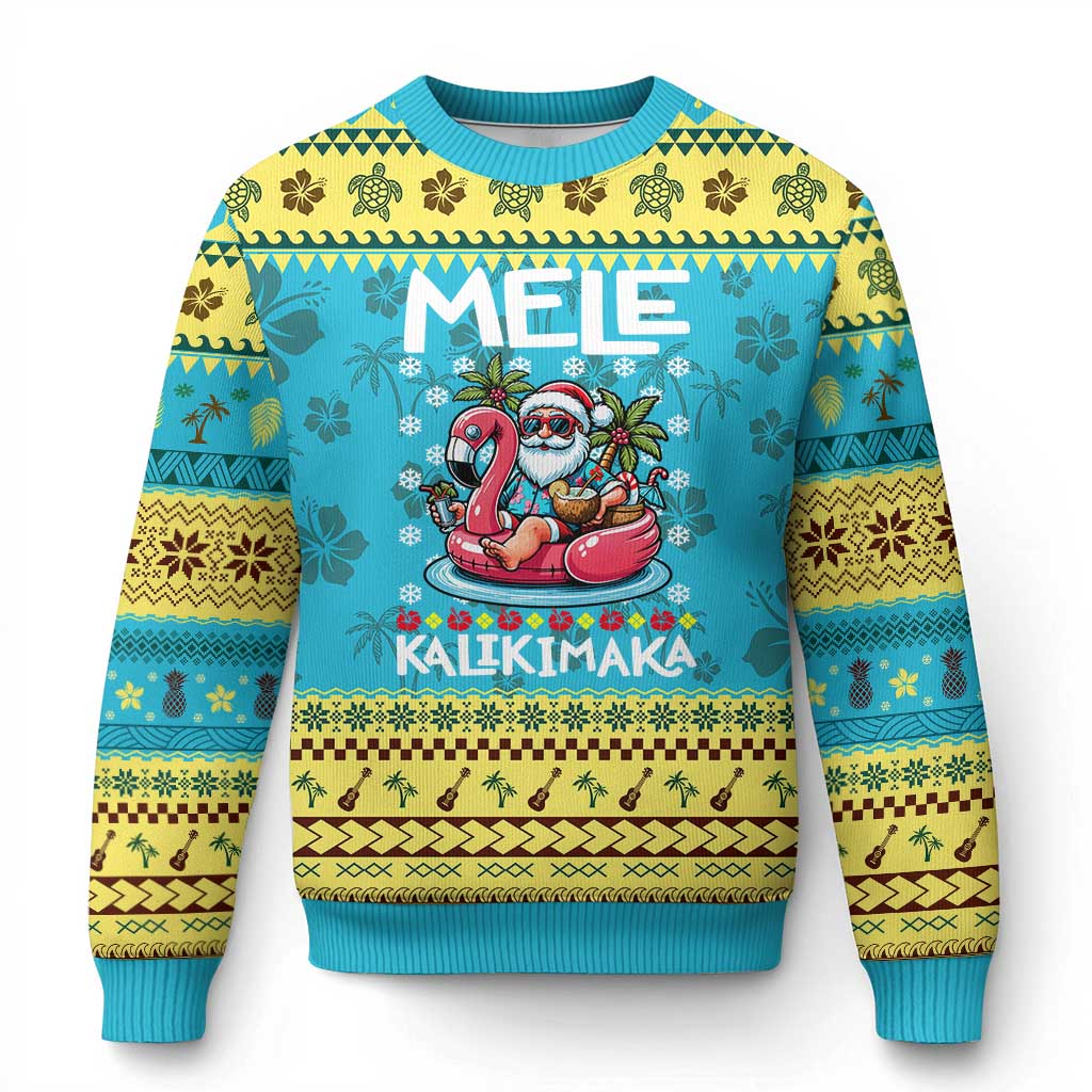 Mele Kalikimaka Hawaiian Xmas In July Hawaii Santa Ugly Christmas Sweater Palm Tree Beach Tropical Xmas Gift Family Holiday - Wonder Print Shop