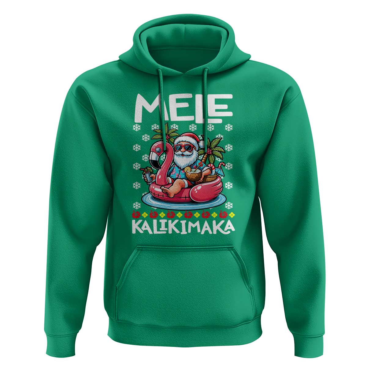 Mele Kalikimaka Hawaiian Christmas In July Hawaii Santa Hoodie Palm Tree Beach Tropical Xmas Gift Family Holiday