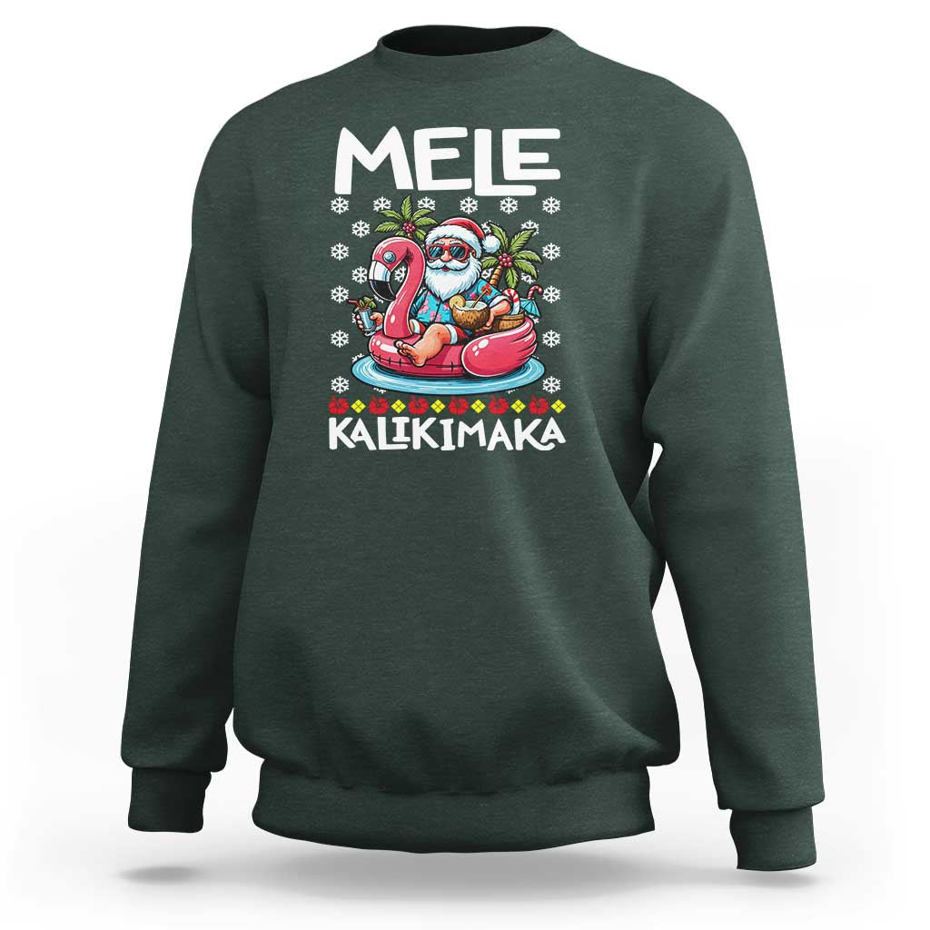 Mele Kalikimaka Hawaiian Christmas In July Hawaii Santa Sweatshirt Palm Tree Beach Tropical Xmas Gift Family Holiday - Wonder Print Shop