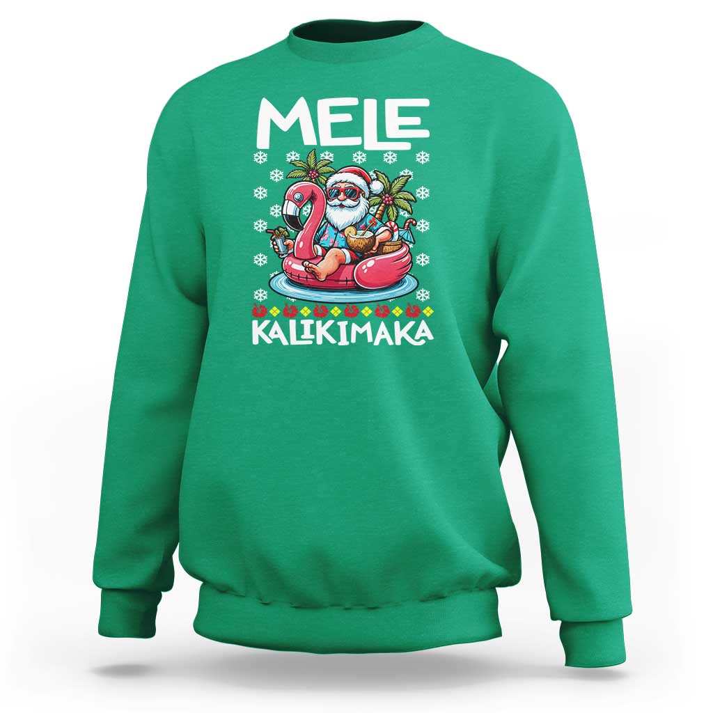 Mele Kalikimaka Hawaiian Christmas In July Hawaii Santa Sweatshirt Palm Tree Beach Tropical Xmas Gift Family Holiday - Wonder Print Shop