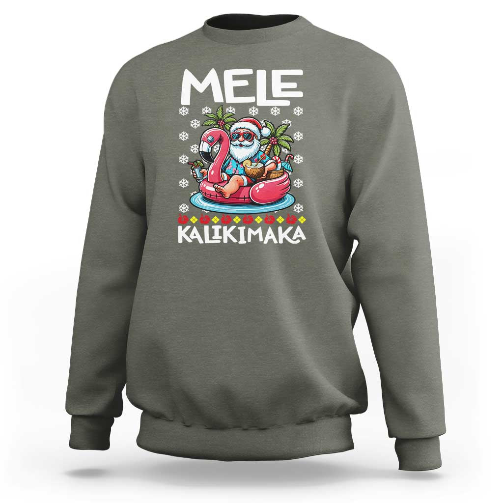 Mele Kalikimaka Hawaiian Christmas In July Hawaii Santa Sweatshirt Palm Tree Beach Tropical Xmas Gift Family Holiday - Wonder Print Shop