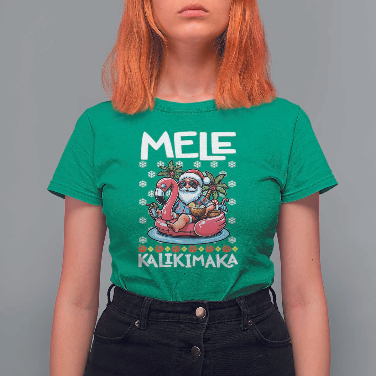 Mele Kalikimaka Hawaiian Christmas In July Hawaii Santa T Shirt For Women Palm Tree Beach Tropical Xmas Gift Family Holiday - Wonder Print Shop