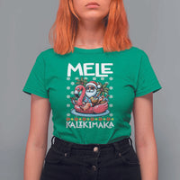Mele Kalikimaka Hawaiian Christmas In July Hawaii Santa T Shirt For Women Palm Tree Beach Tropical Xmas Gift Family Holiday - Wonder Print Shop