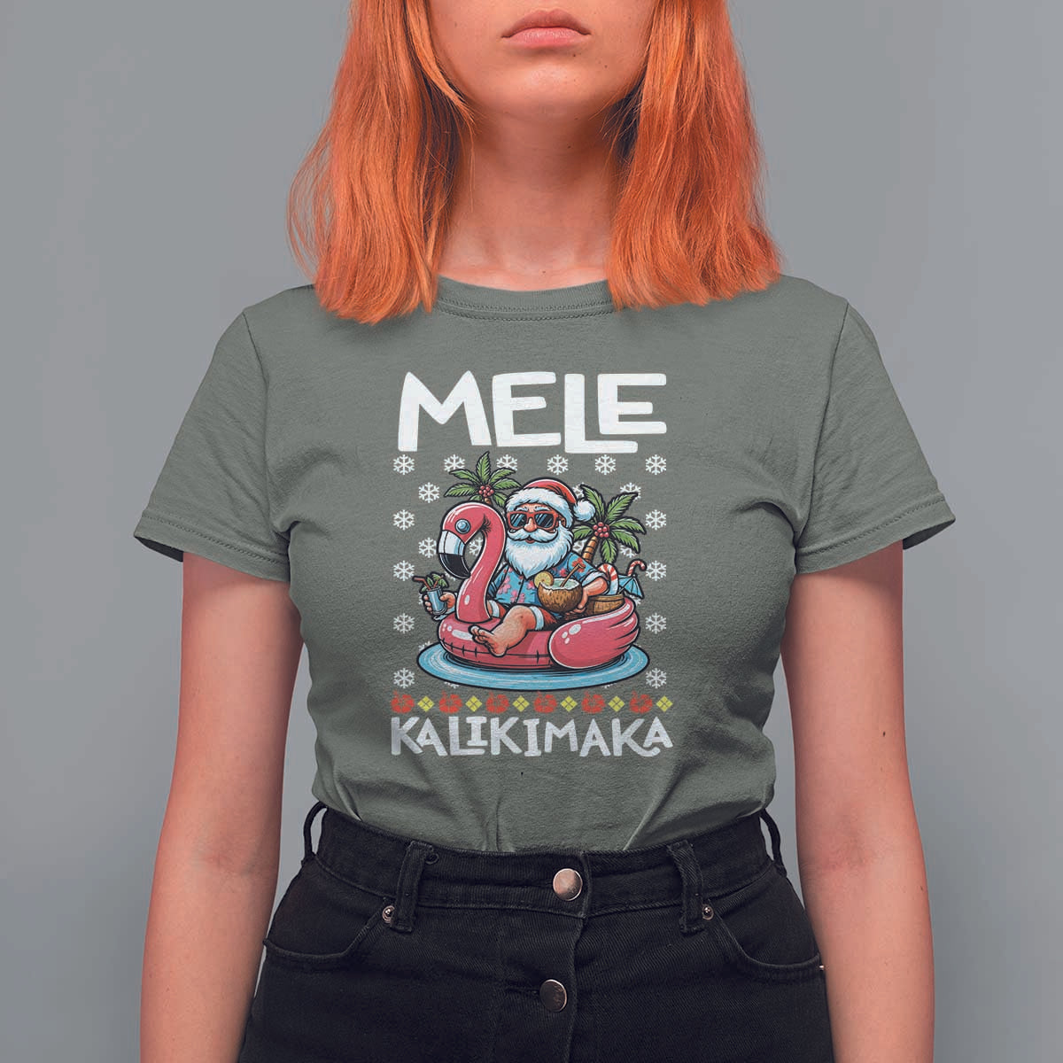 Mele Kalikimaka Hawaiian Christmas In July Hawaii Santa T Shirt For Women Palm Tree Beach Tropical Xmas Gift Family Holiday - Wonder Print Shop