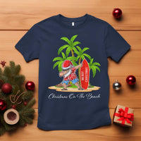 Hawaiian Christmas Santa T Shirt Christmas On The Beach Vacation - Wonder Print Shop
