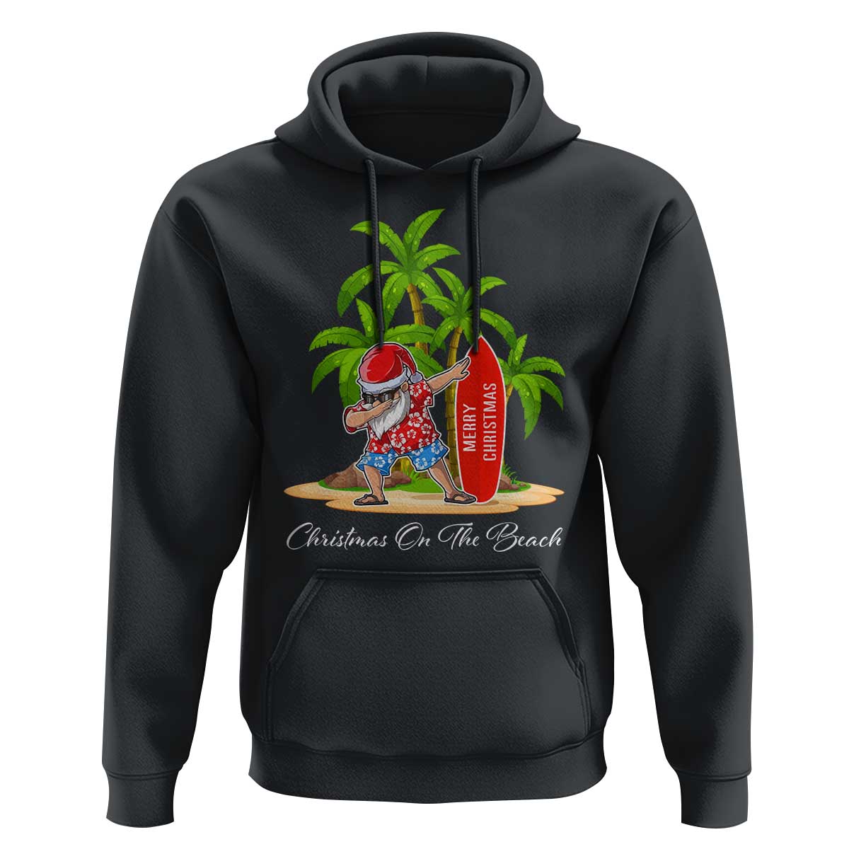 Hawaiian Christmas Santa Hoodie Christmas On The Beach Vacation
