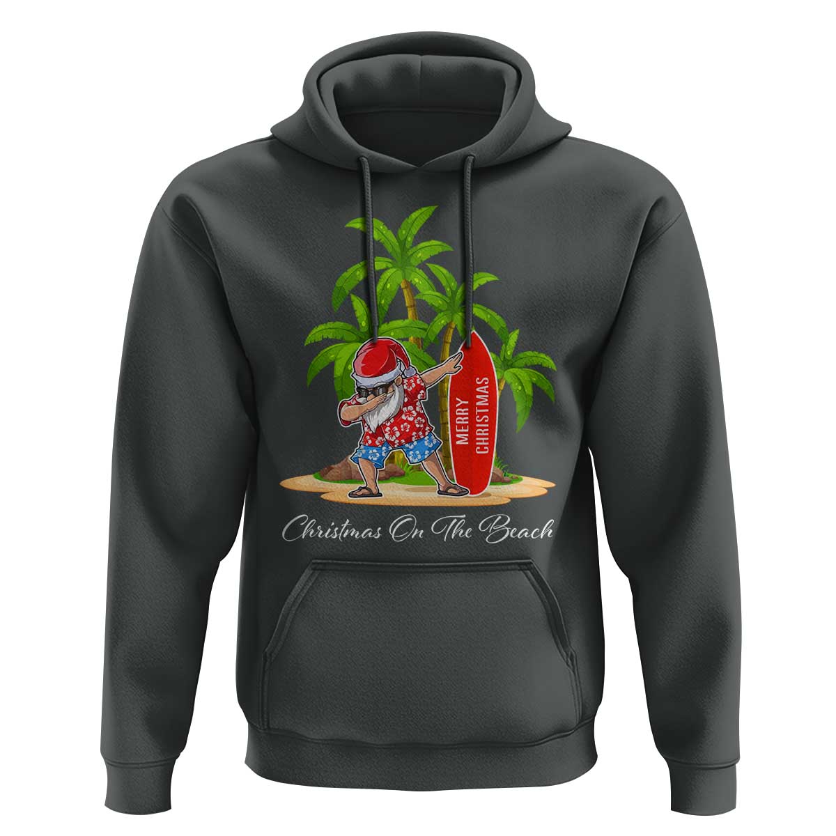 Hawaiian Christmas Santa Hoodie Christmas On The Beach Vacation