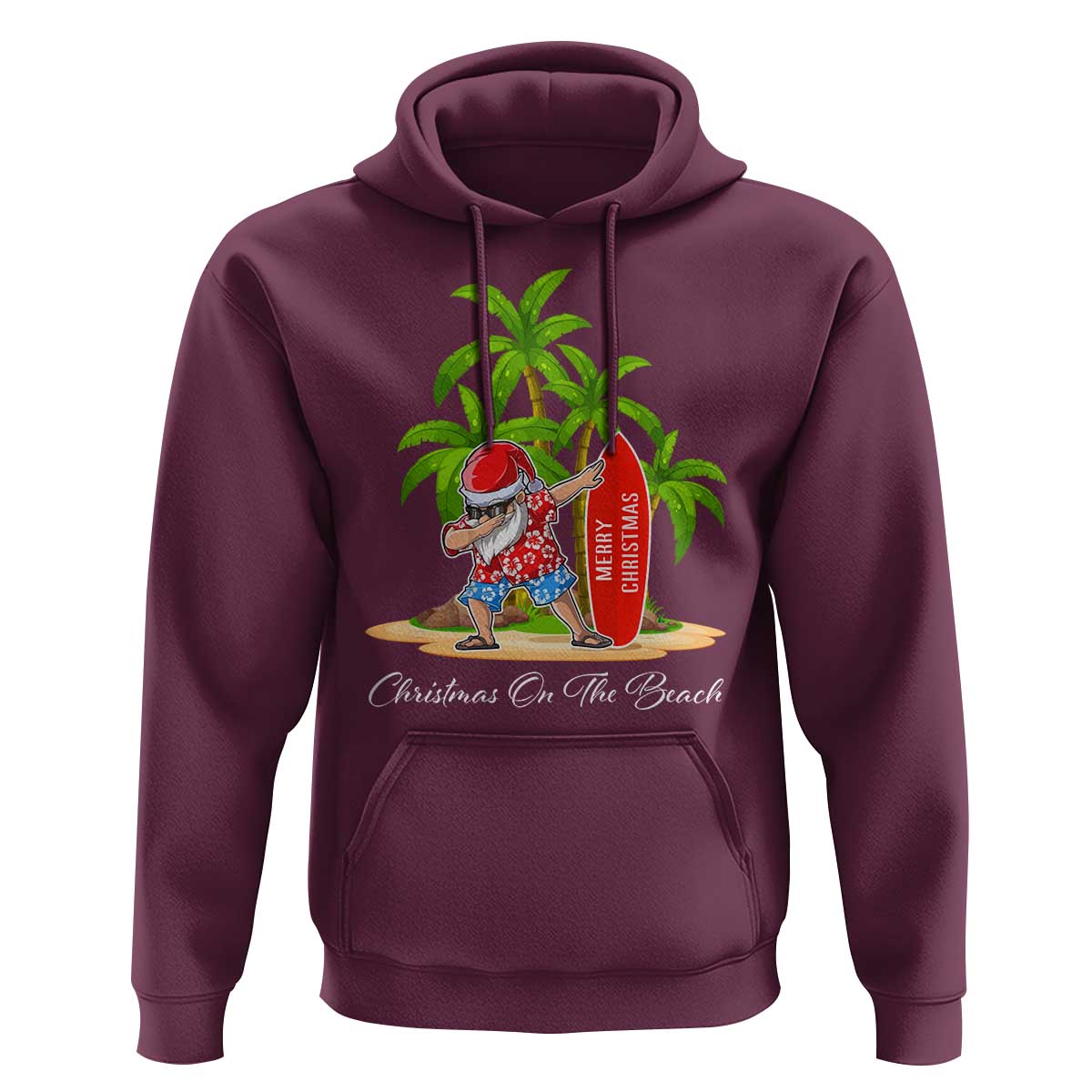 Hawaiian Christmas Santa Hoodie Christmas On The Beach Vacation