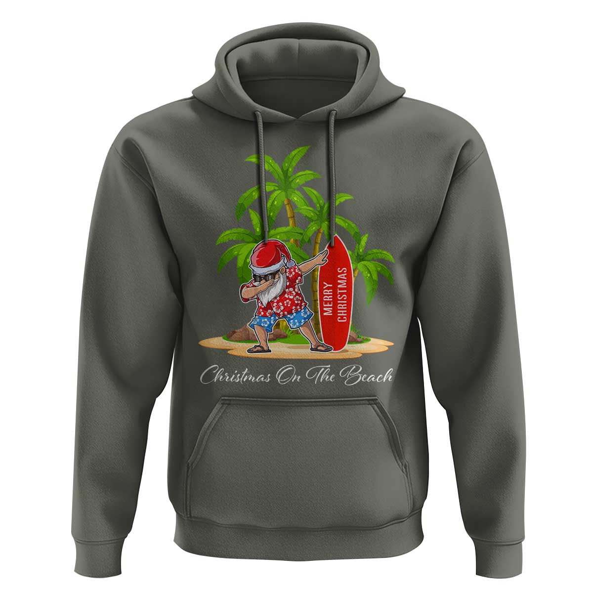Hawaiian Christmas Santa Hoodie Christmas On The Beach Vacation