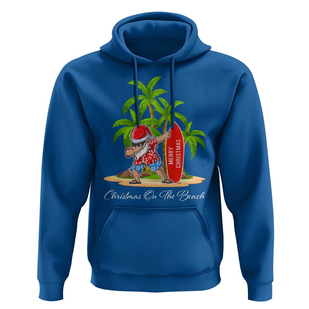 Hawaiian Christmas Santa Hoodie Christmas On The Beach Vacation