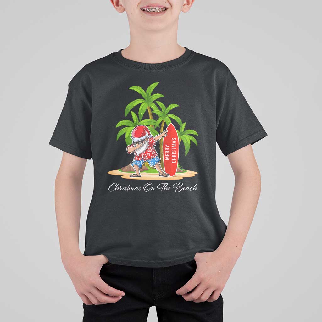 Hawaiian Christmas Santa T Shirt For Kid Christmas On The Beach Vacation - Wonder Print Shop