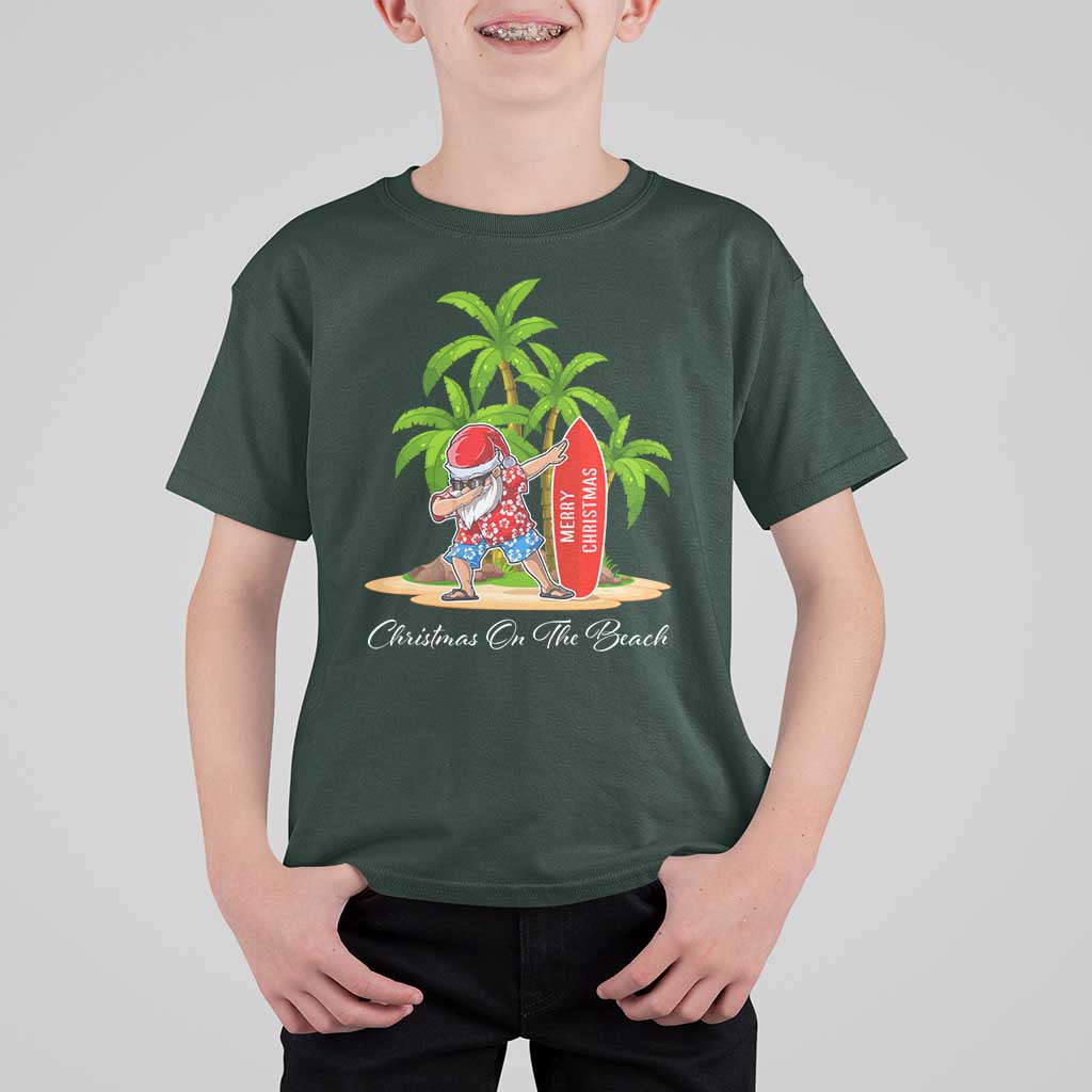 Hawaiian Christmas Santa T Shirt For Kid Christmas On The Beach Vacation - Wonder Print Shop