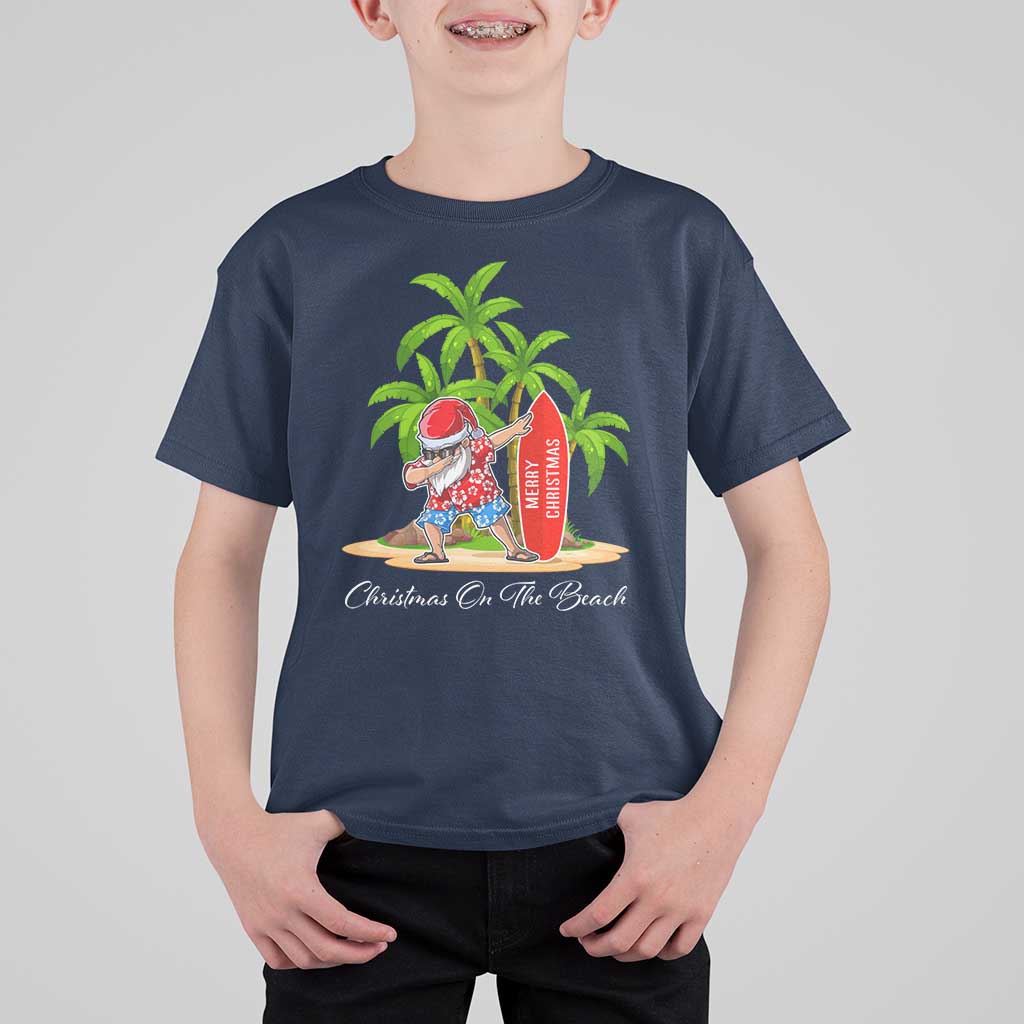 Hawaiian Christmas Santa T Shirt For Kid Christmas On The Beach Vacation - Wonder Print Shop