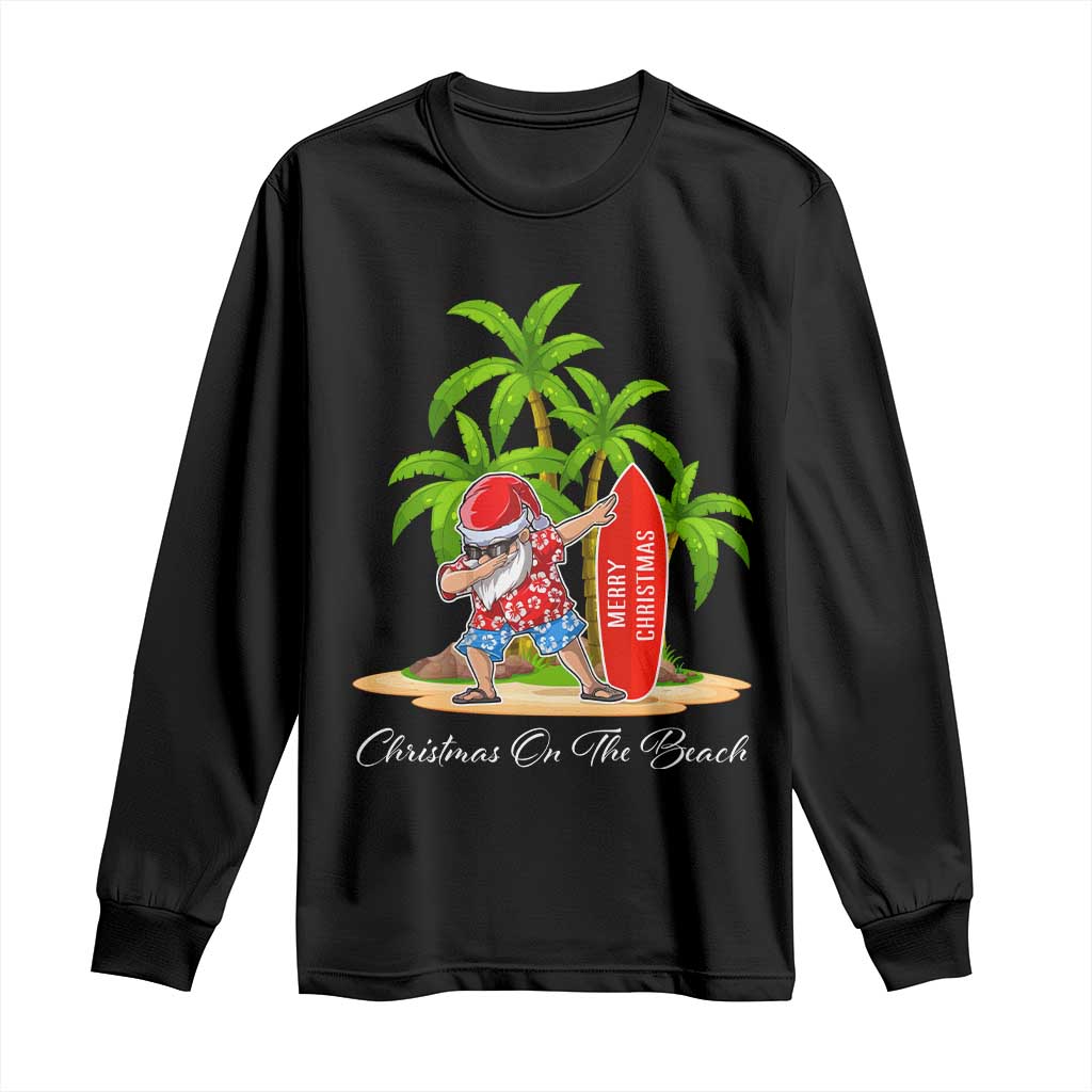 Hawaiian Christmas Santa Long Sleeve Shirt Christmas On The Beach Vacation