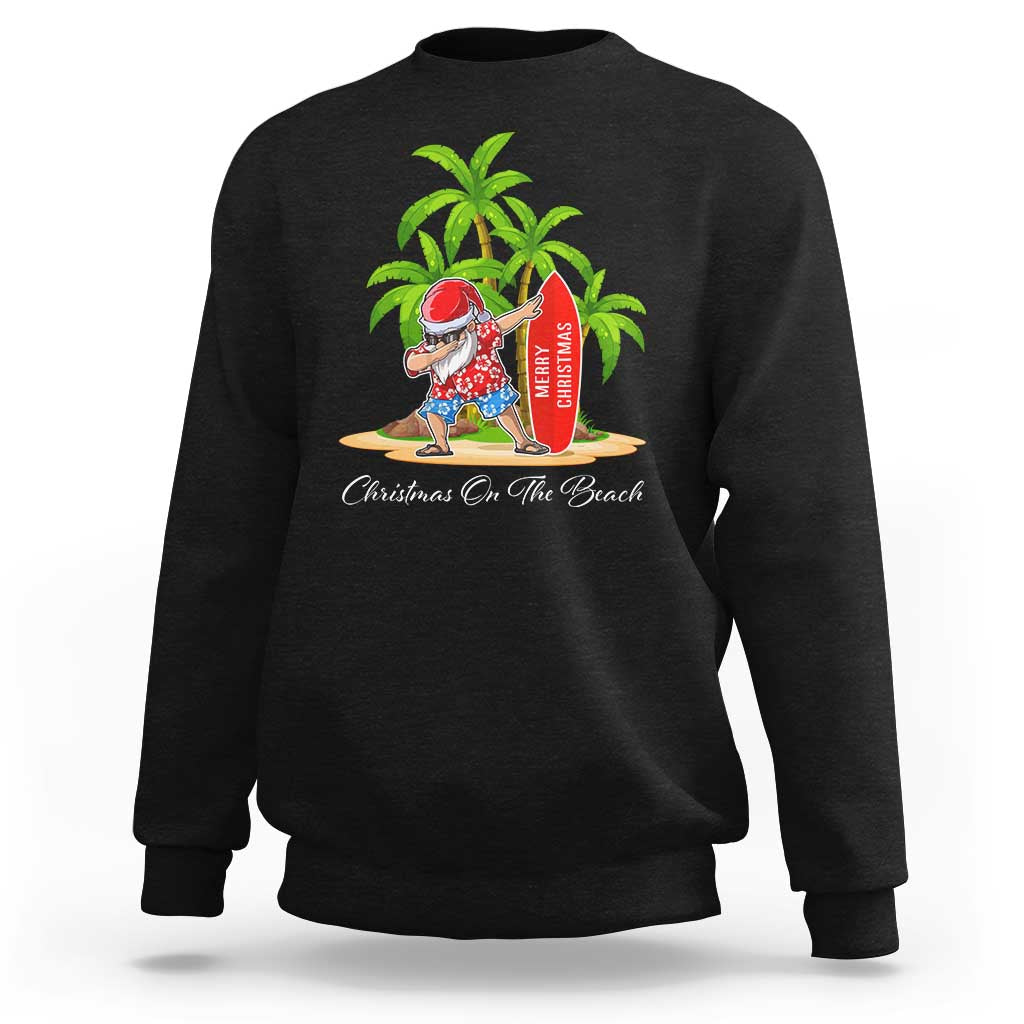 Hawaiian Christmas Santa Sweatshirt Christmas On The Beach Vacation - Wonder Print Shop