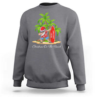 Hawaiian Christmas Santa Sweatshirt Christmas On The Beach Vacation - Wonder Print Shop