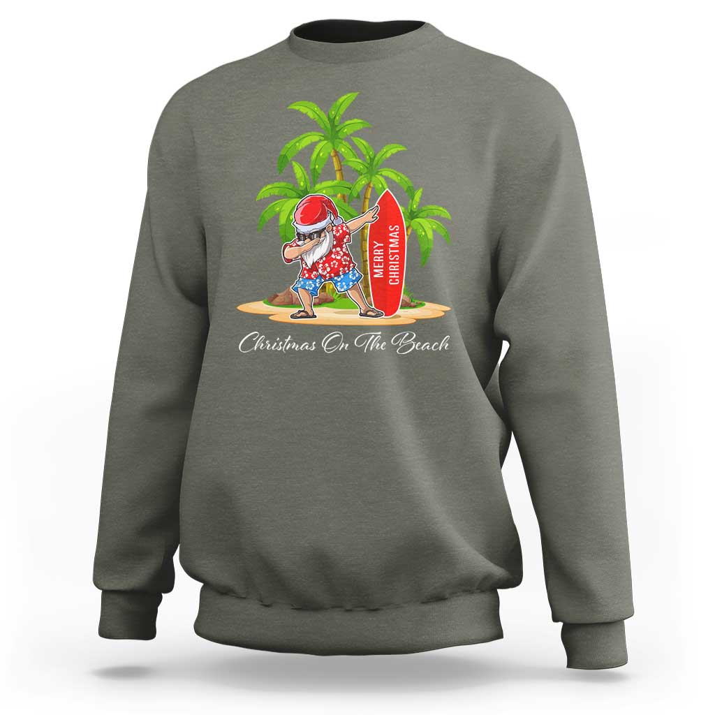 Hawaiian Christmas Santa Sweatshirt Christmas On The Beach Vacation - Wonder Print Shop