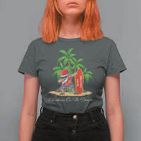 Hawaiian Christmas Santa T Shirt For Women Christmas On The Beach Vacation - Wonder Print Shop