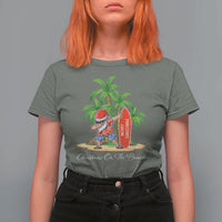 Hawaiian Christmas Santa T Shirt For Women Christmas On The Beach Vacation - Wonder Print Shop