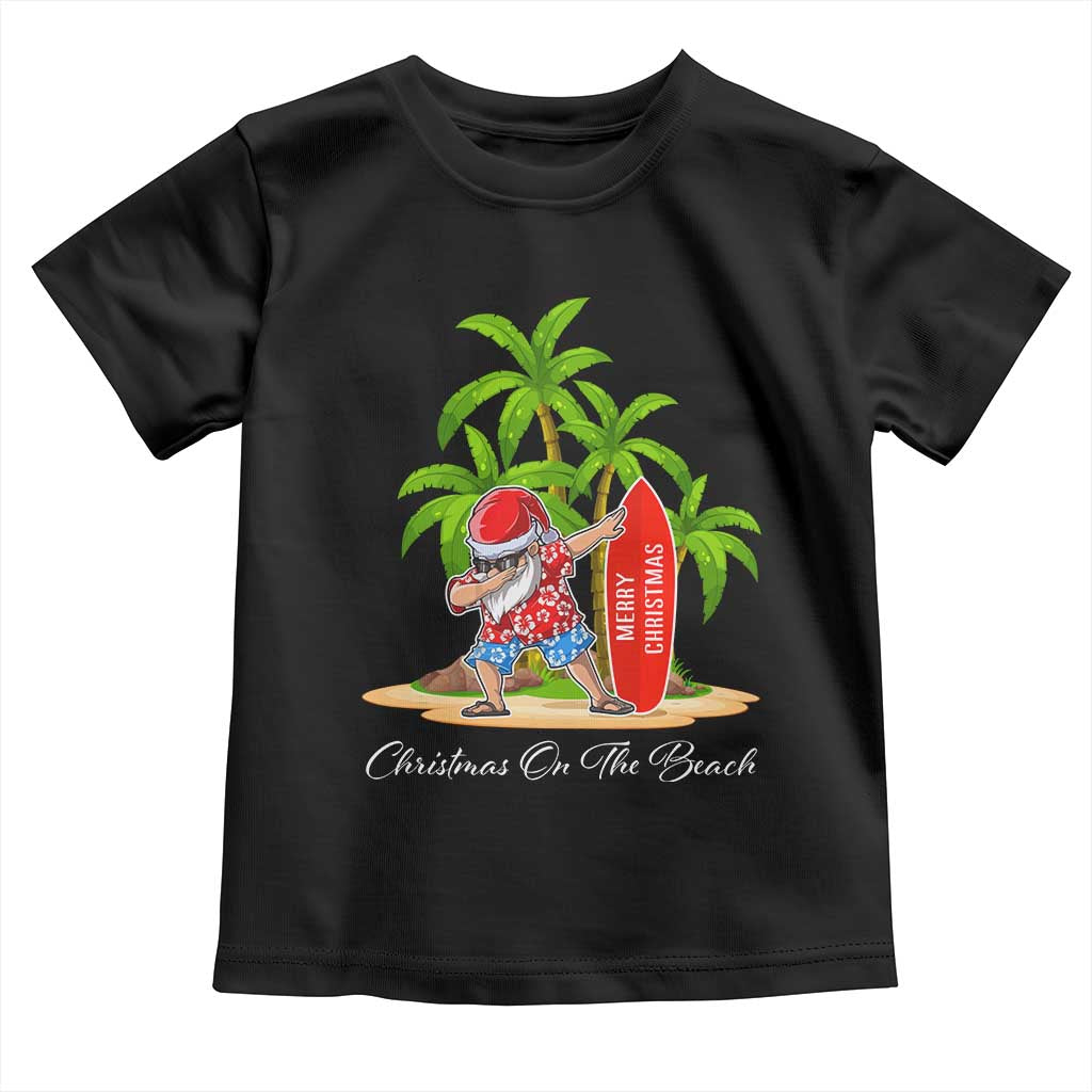 Hawaiian Christmas Santa Toddler T Shirt Christmas On The Beach Vacation