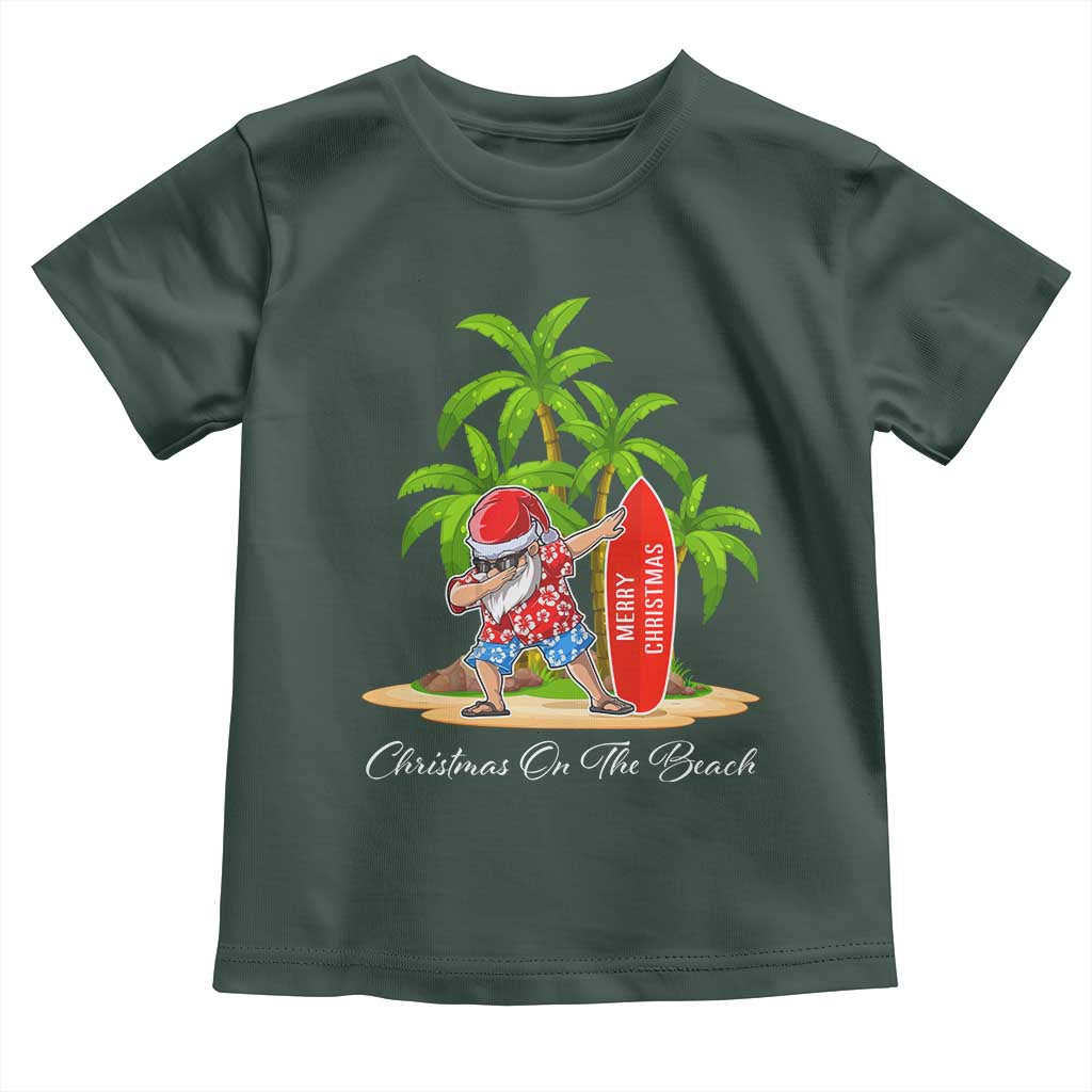 Hawaiian Christmas Santa Toddler T Shirt Christmas On The Beach Vacation
