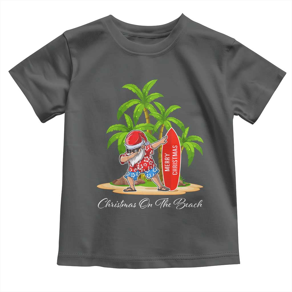 Hawaiian Christmas Santa Toddler T Shirt Christmas On The Beach Vacation