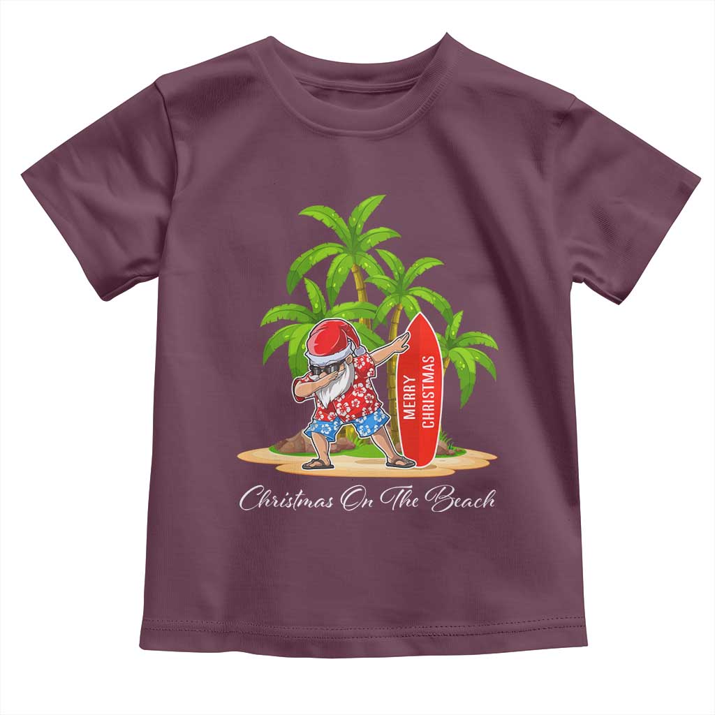 Hawaiian Christmas Santa Toddler T Shirt Christmas On The Beach Vacation