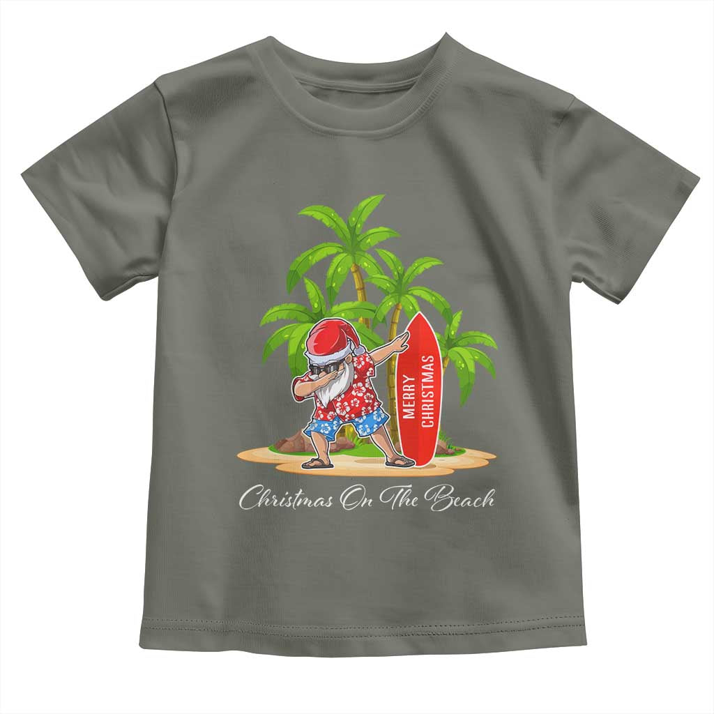 Hawaiian Christmas Santa Toddler T Shirt Christmas On The Beach Vacation