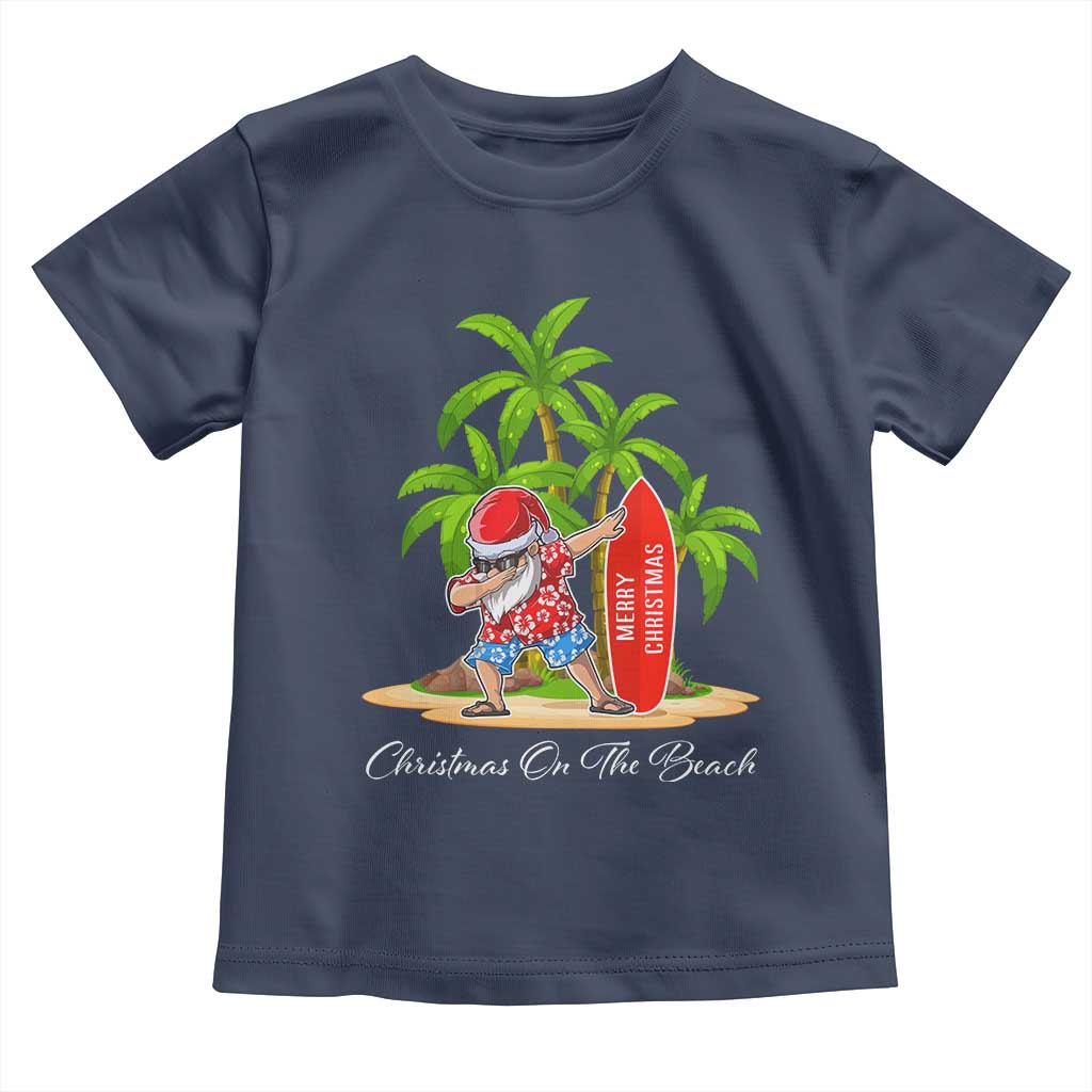 Hawaiian Christmas Santa Toddler T Shirt Christmas On The Beach Vacation