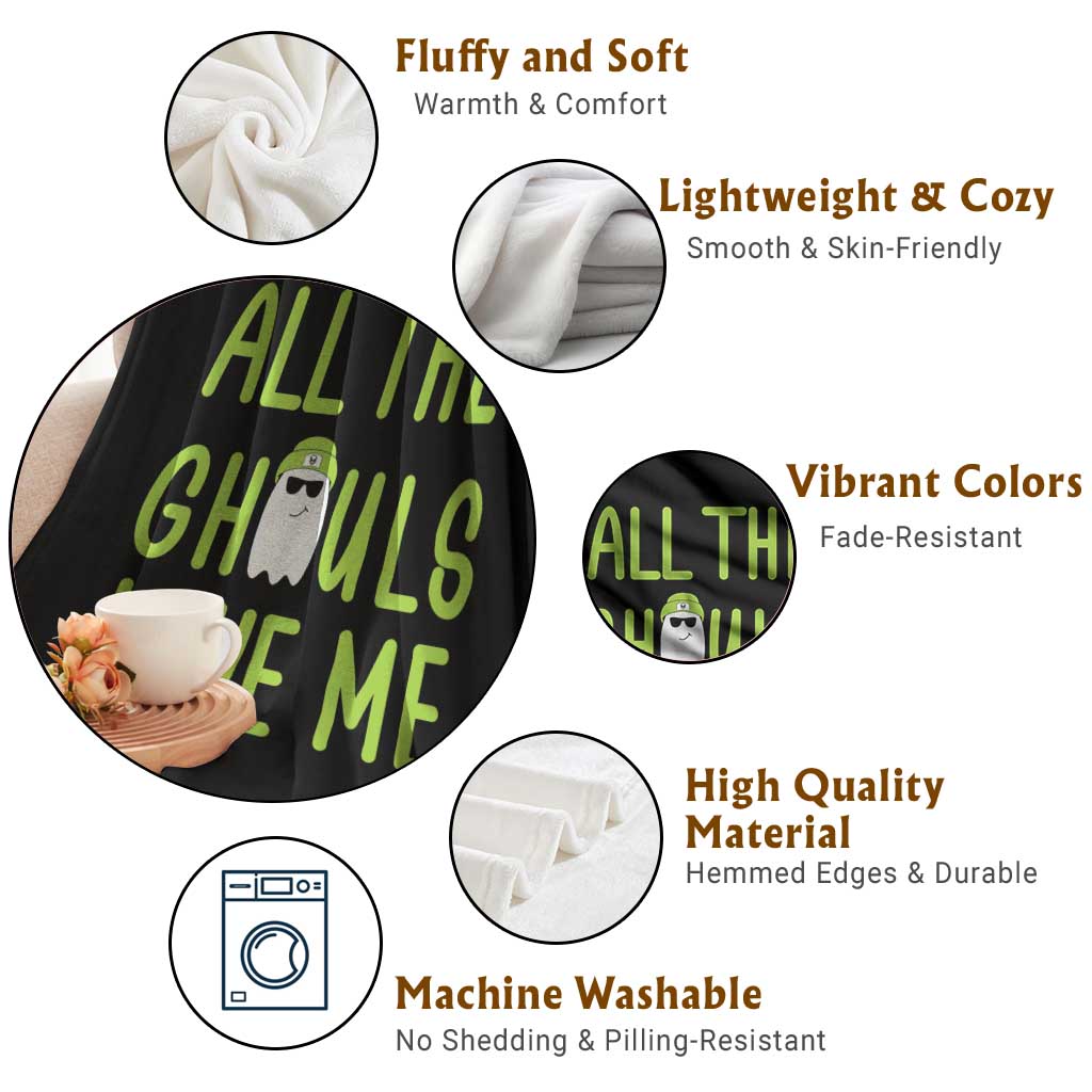 Halloween Boo Ghost Cute Costume Throw Blanket Funny All The Ghouls Love Me Shirt Boys Toddler Girls Kids Youth - Wonder Print Shop