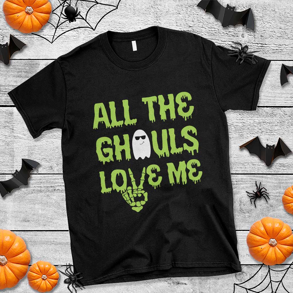 Halloween Skeleton Boo Ghost Cute Costume T Shirt Funny All The Ghouls Love Me Shirt Boys Toddler Girls Kids Youth - Wonder Print Shop