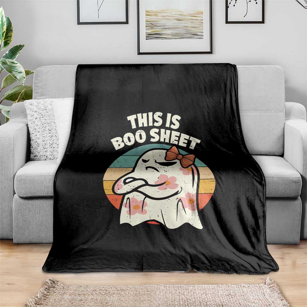 Retro Halloween Costume Women Throw Blanket This Is Boo Sheet Cute Spooky Ghost - Wonder Print Shop