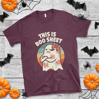Retro Halloween Costume Women T Shirt This Is Boo Sheet Cute Spooky Ghost - Wonder Print Shop
