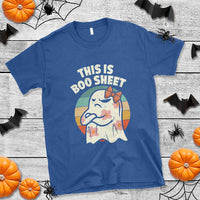 Retro Halloween Costume Women T Shirt This Is Boo Sheet Cute Spooky Ghost - Wonder Print Shop
